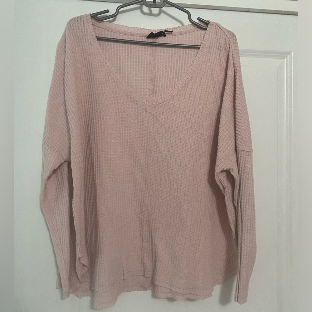 Urban Outfitters Out From Under Pink Waffle V Neck
